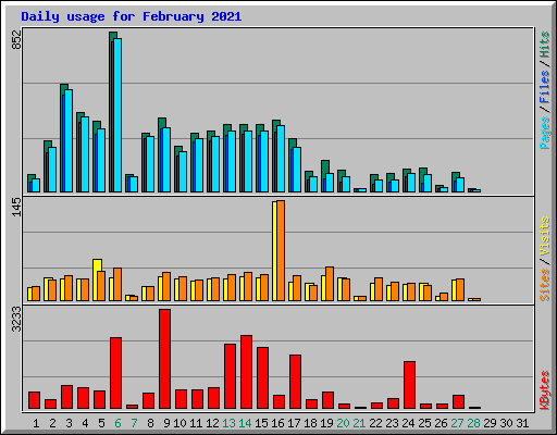 Daily usage for February 2021
