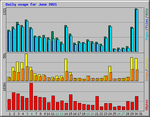 Daily usage for June 2021