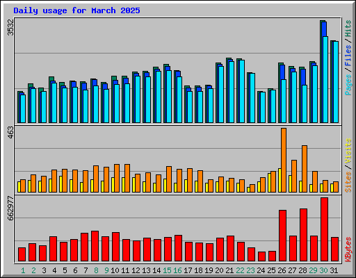 Daily usage for March 2025
