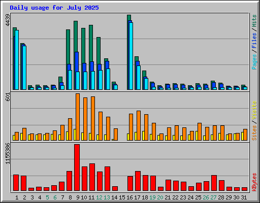 Daily usage for July 2025