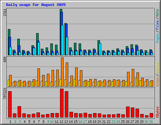 Daily usage for August 2025